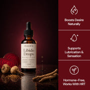 Moodie Libido Drops bottle with beet root, maca and ashwagandha. Boosts desire naturally, supports lubrication and sensation, hormone-free and works with HRT.